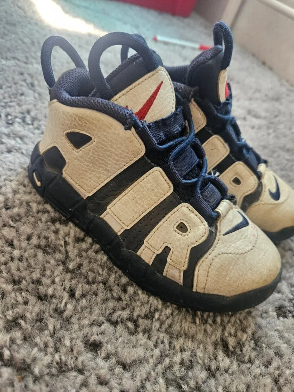 Nike Air More Uptempo Olympic Toddler 10C White Navy Red FV5368-100